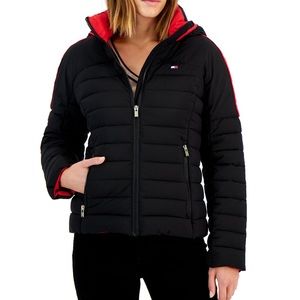 Tommy Hilfiger Black and Red Puffer Jacket